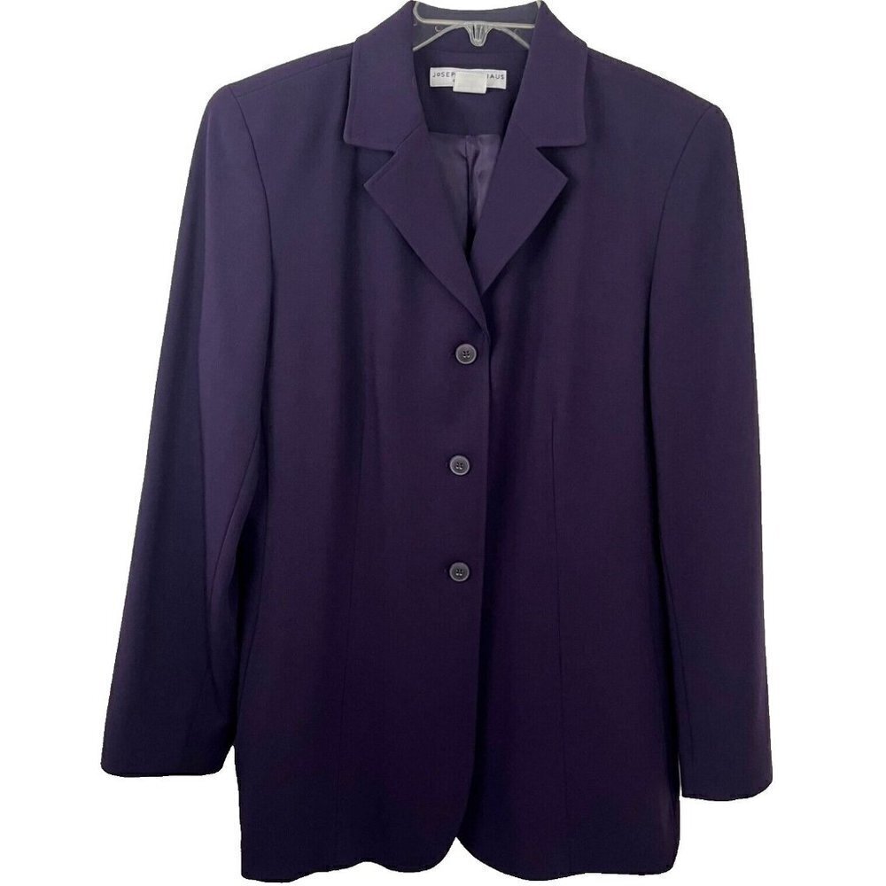 Josephine Chaus Purple NWT Lined Wool Blend Long Blazer Women's Size 10